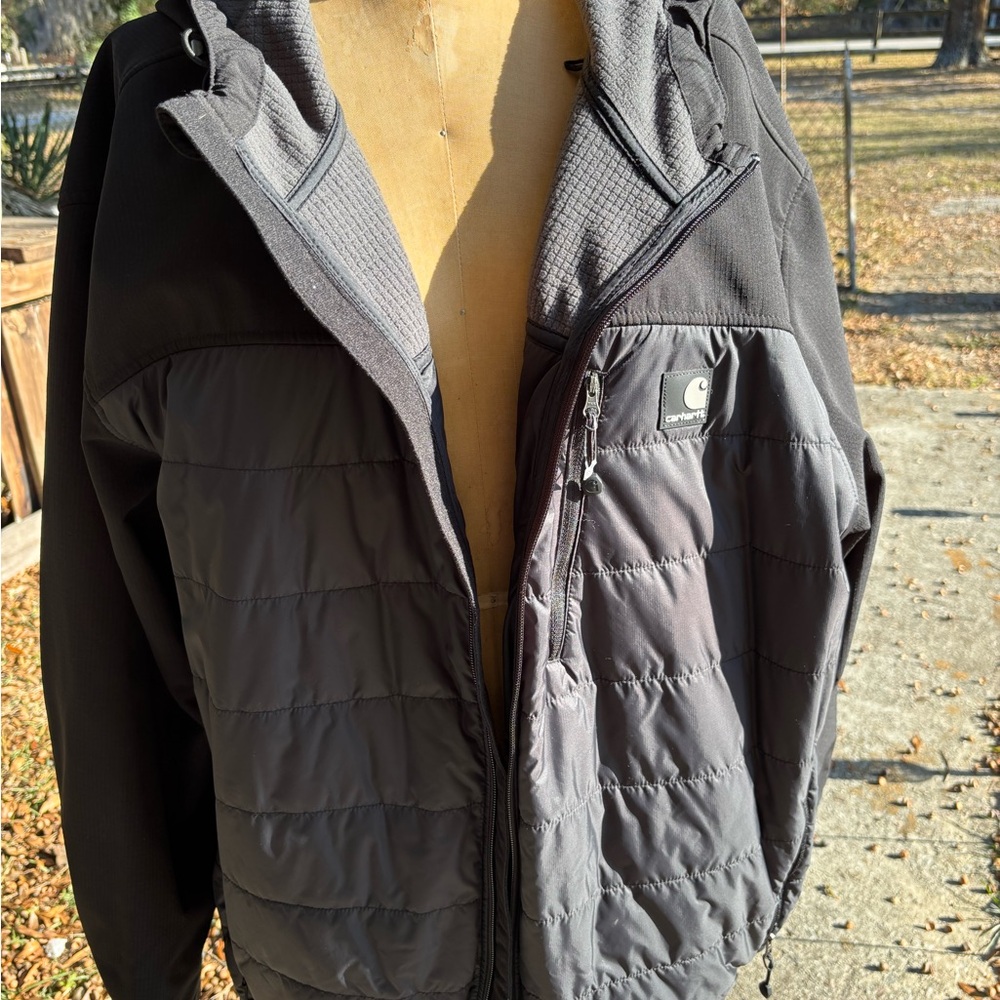 Carhartt Men's Two-Tone Black and Gray Puffer Jacket